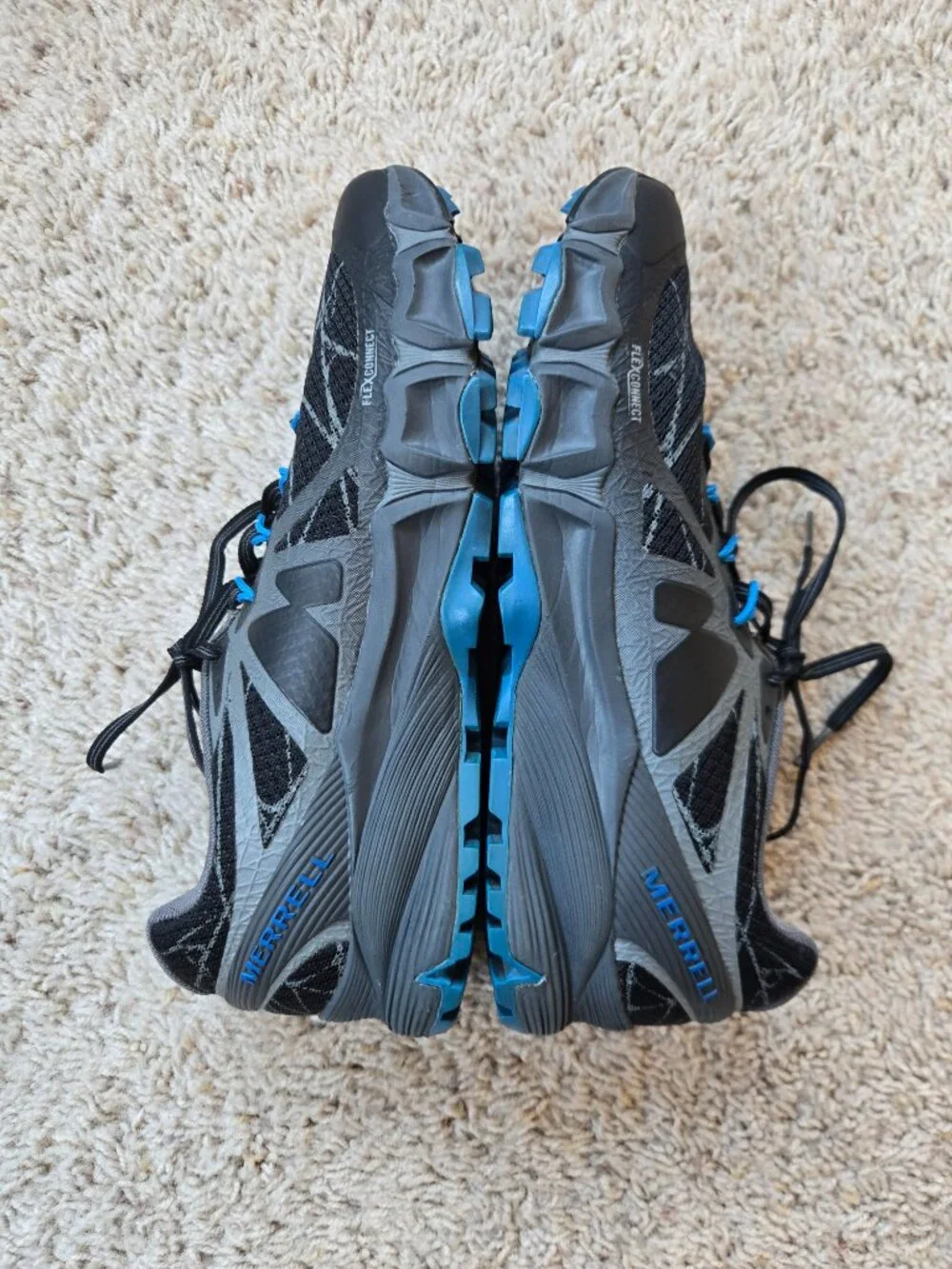Merrell Agility Peak Flex Trail Running Shoes Black Gray Blue Men's US 8.5